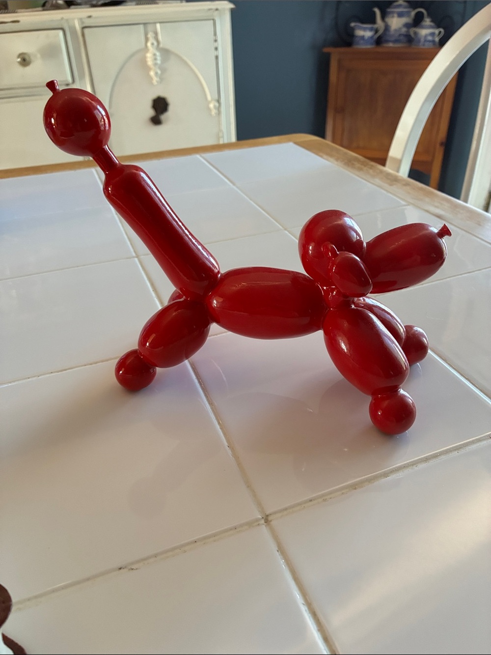 Red Balloon Dog Sculpture - Decorative Home Accent.